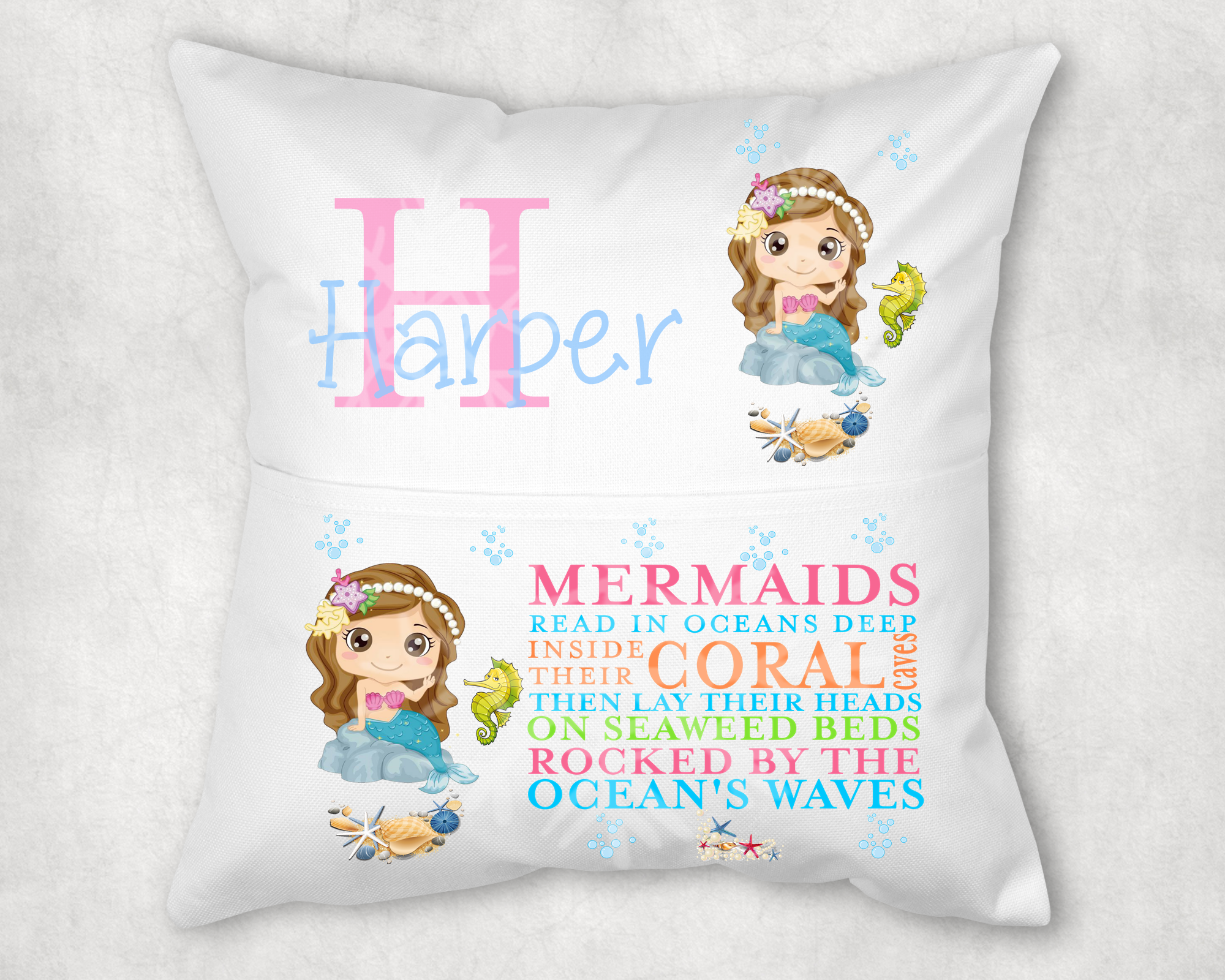 Mermaid reading outlet pillow